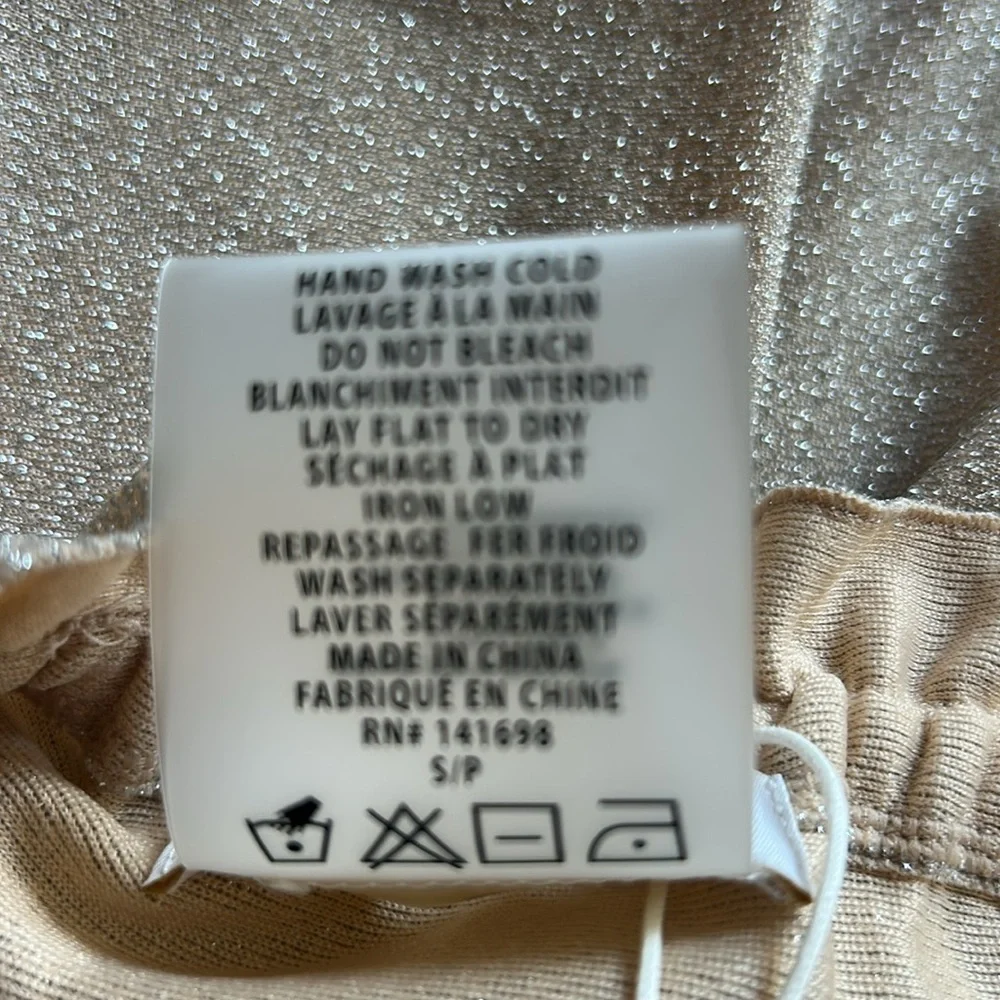 NWT Ramy Brook Knit Marina Dress Neutral Sparkle Strapless Size Small - Picture 11 of 12